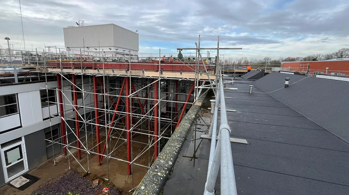 Birdcage scaffolding at hinchinbrooke hospital